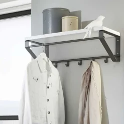 Wohnen Garderoben<Grau-Weiße Hängegarderobe Probian mit Hutablage