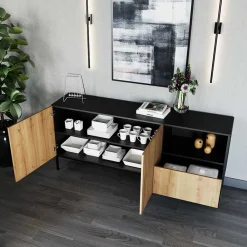 Wohnen Sideboards<Griffloses Sideboard in Wildeiche Optik - Cavan