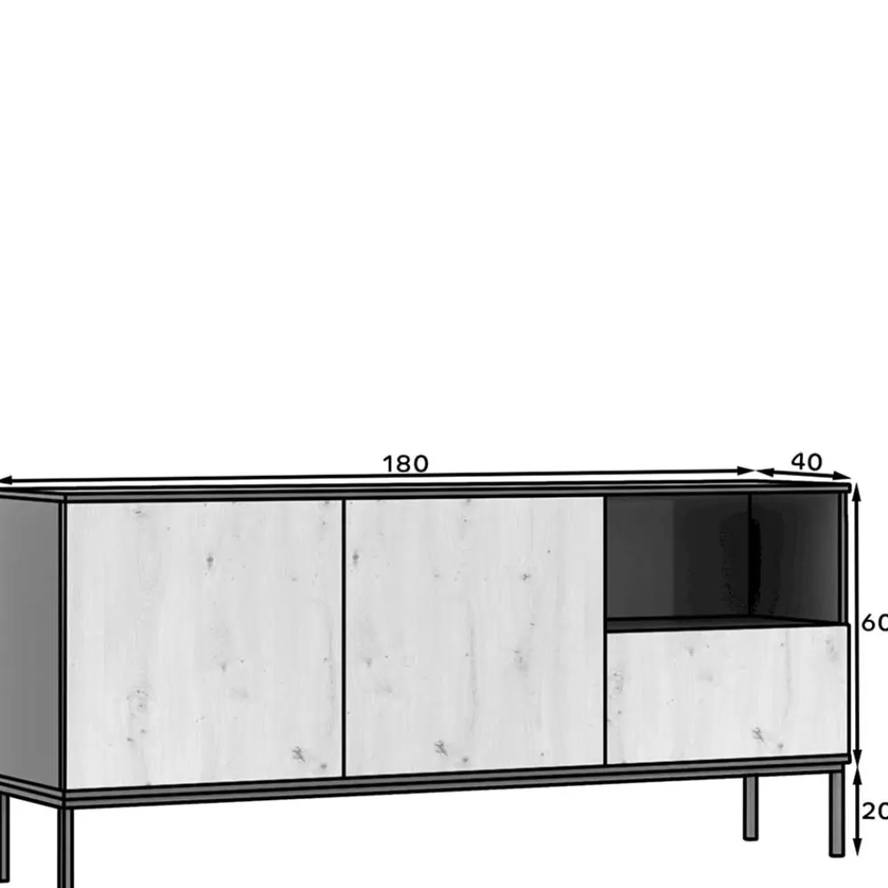 Wohnen Sideboards<Griffloses Sideboard in Wildeiche Optik - Cavan