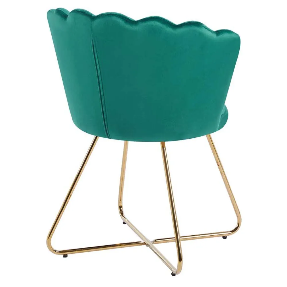 Wohnen Stühle<Grüne Muschelstühle aus Samt - Baly (2er Set)