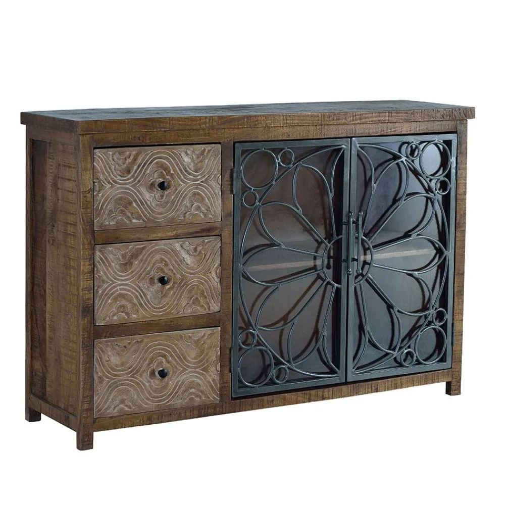 Wohnen Sideboards<Große Design Kommode mit Glas Metalltüren - Everton