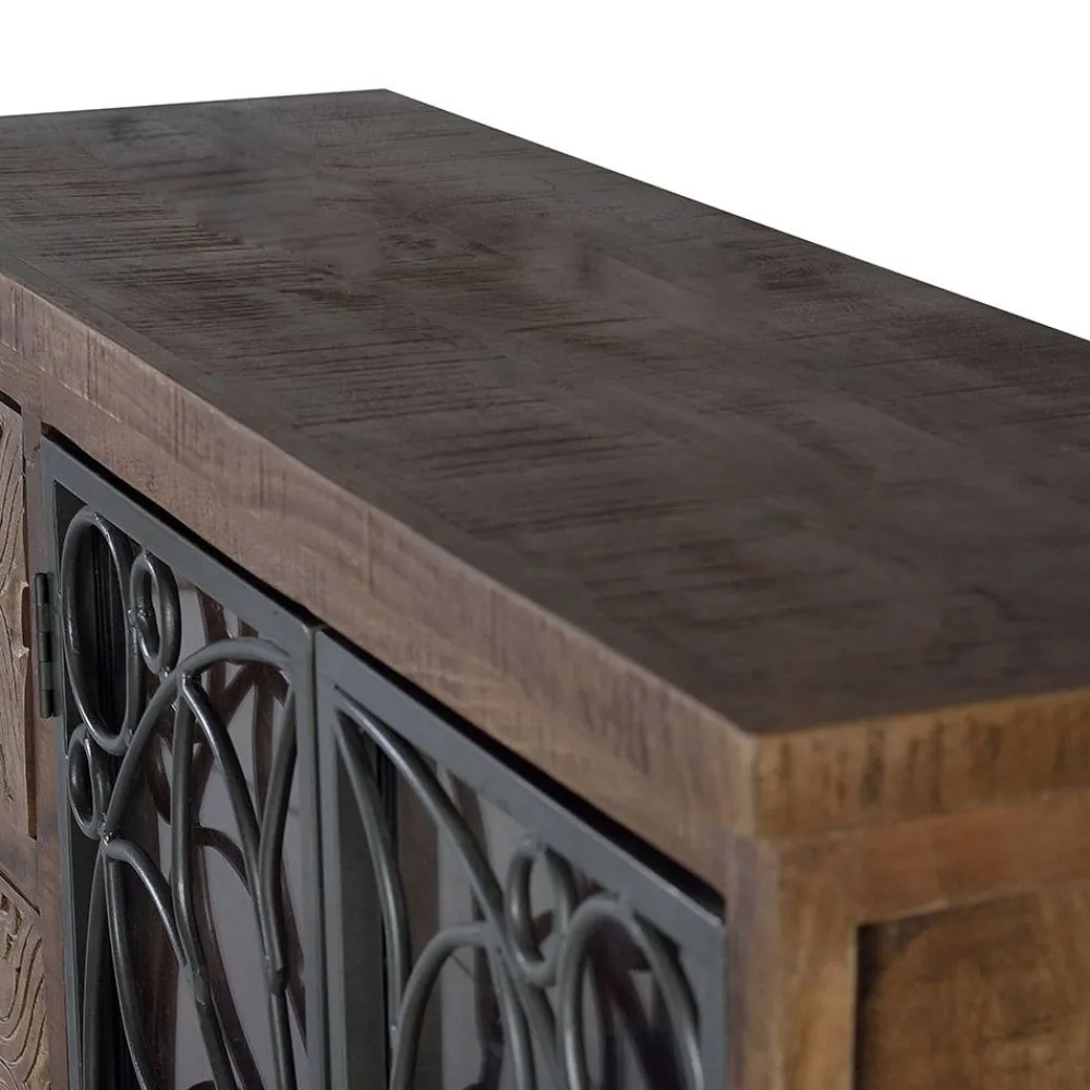 Wohnen Sideboards<Große Design Kommode mit Glas Metalltüren - Everton