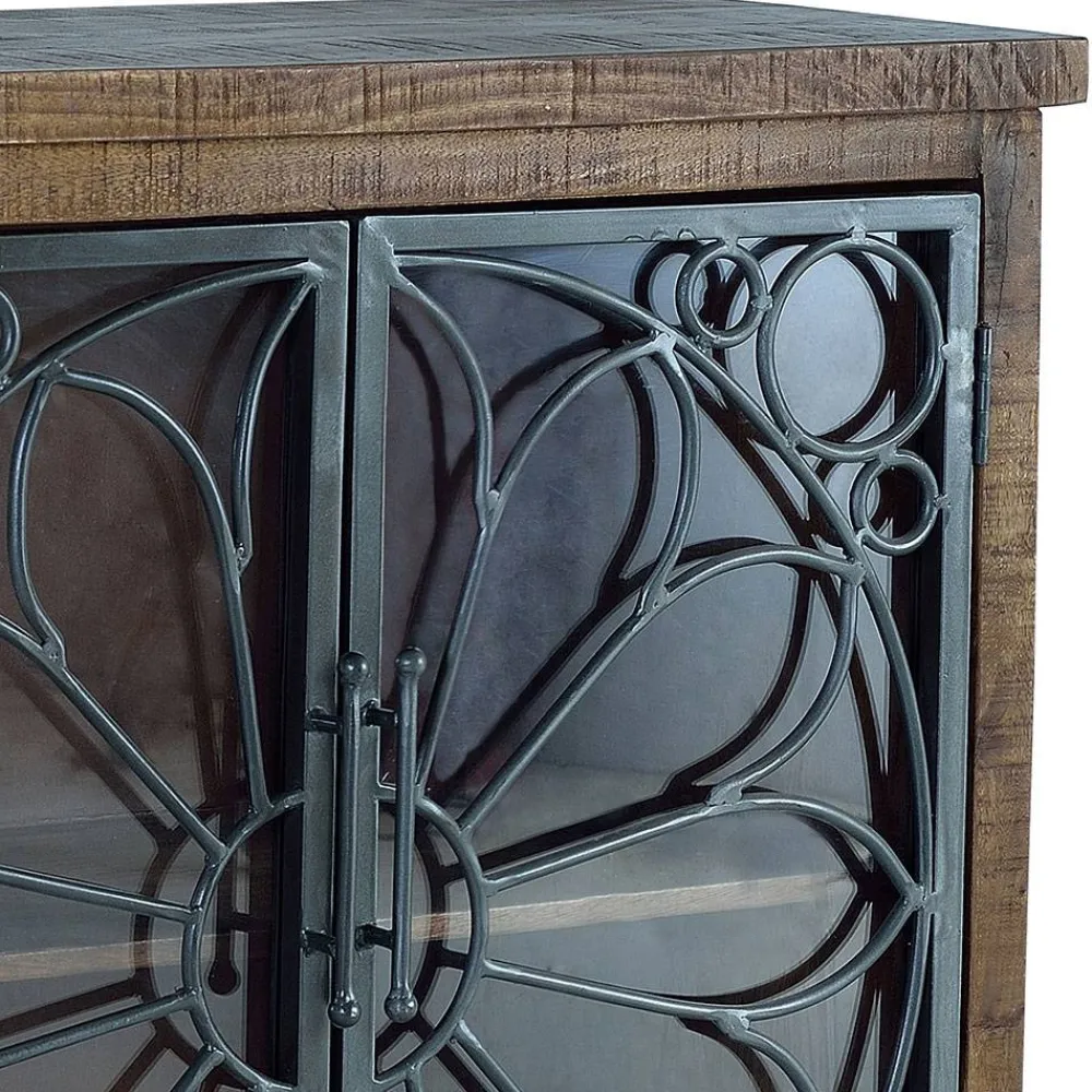 Wohnen Sideboards<Große Design Kommode mit Glas Metalltüren - Everton