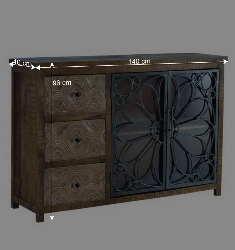 Wohnen Sideboards<Große Design Kommode mit Glas Metalltüren - Everton