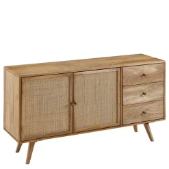 Wohnen Sideboards<Große Kombi-Kommode aus Mangoholz & Rattan - Kanados