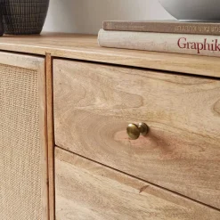 Wohnen Sideboards<Große Kombi-Kommode aus Mangoholz & Rattan - Kanados
