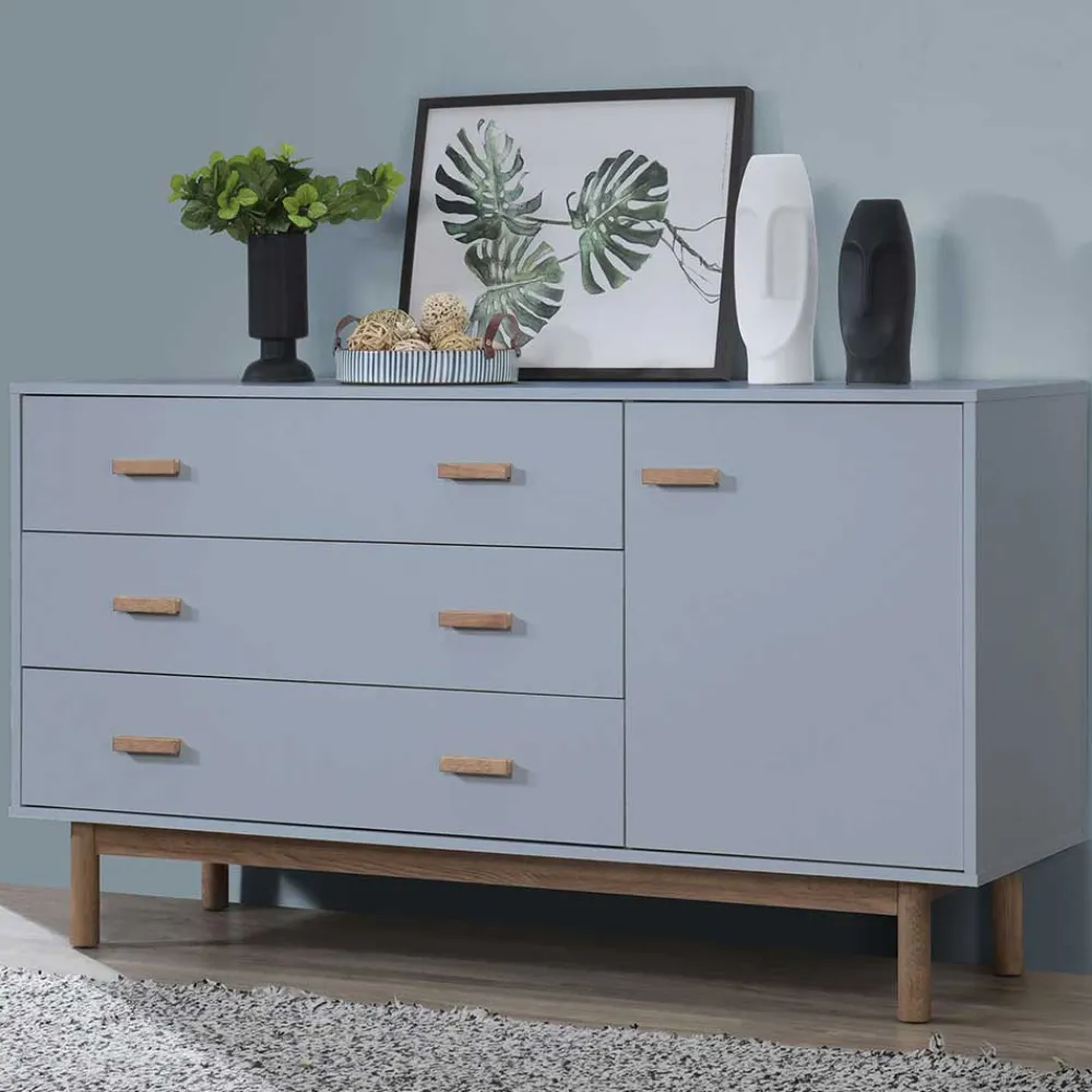 Wohnen Sideboards<Große Kombi-Kommode in Grau mit Eiche - Caldaro
