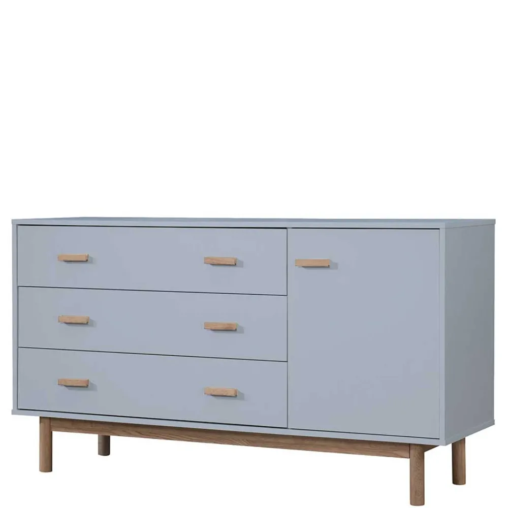 Wohnen Sideboards<Große Kombi-Kommode in Grau mit Eiche - Caldaro