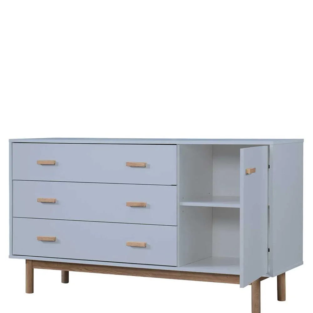 Wohnen Sideboards<Große Kombi-Kommode in Grau mit Eiche - Caldaro