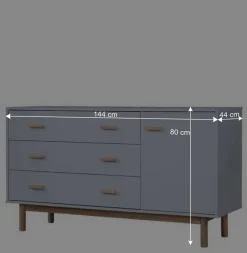 Wohnen Sideboards<Große Kombi-Kommode in Grau mit Eiche - Caldaro
