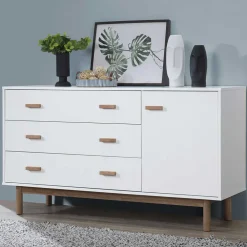 Wohnen Sideboards<Große Kombi-Kommode in Weiß mit Eiche - Savuta