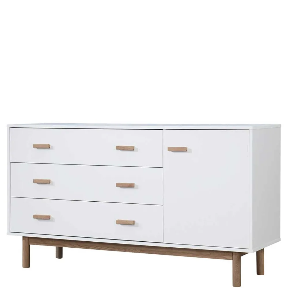 Wohnen Sideboards<Große Kombi-Kommode in Weiß mit Eiche - Savuta