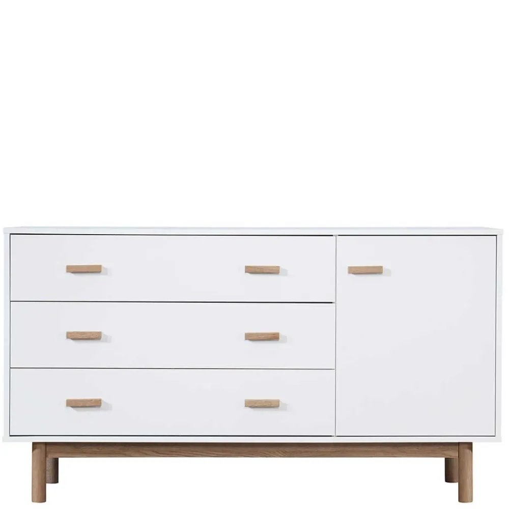 Wohnen Sideboards<Große Kombi-Kommode in Weiß mit Eiche - Savuta