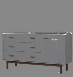 Wohnen Sideboards<Große Kombi-Kommode in Weiß mit Eiche - Savuta