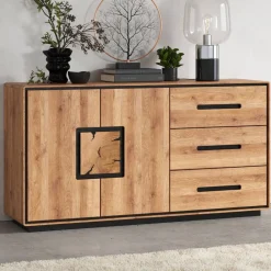 Wohnen Sideboards<Große Kombi-Kommode in Wildeiche mit Schwarz - Shipper