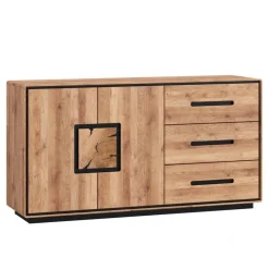 Wohnen Sideboards<Große Kombi-Kommode in Wildeiche mit Schwarz - Shipper