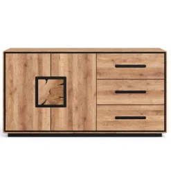 Wohnen Sideboards<Große Kombi-Kommode in Wildeiche mit Schwarz - Shipper