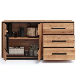 Wohnen Sideboards<Große Kombi-Kommode in Wildeiche mit Schwarz - Shipper