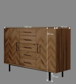Wohnen Sideboards<Große Kombi-Kommode mit Fischgrät Muster - Kerfa
