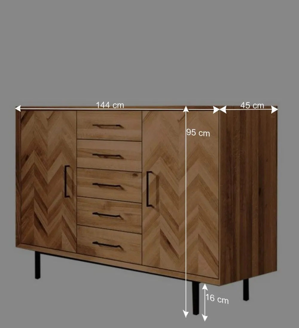 Wohnen Sideboards<Große Kombi-Kommode mit Fischgrät Muster - Kerfa
