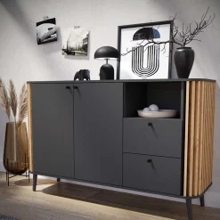 Wohnen Sideboards<Große Kommode in Grau und Wildeiche - Penzanca