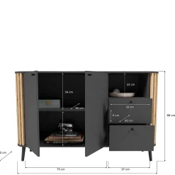 Wohnen Sideboards<Große Kommode in Grau und Wildeiche - Penzanca