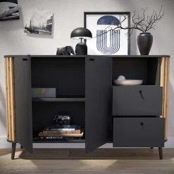 Wohnen Sideboards<Große Kommode in Grau und Wildeiche - Penzanca