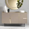 Wohnen Sideboards<Große Kommode in Taupe mit Spiegel in Bronze - Fashiona