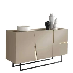Wohnen Sideboards<Große Kommode in Taupe mit Spiegel in Bronze - Fashiona