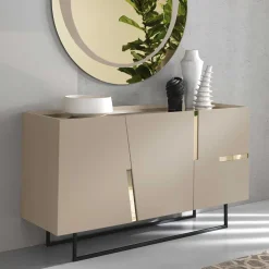 Wohnen Sideboards<Große Kommode in Taupe mit Spiegel in Bronze - Fashiona