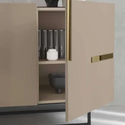 Wohnen Sideboards<Große Kommode in Taupe mit Spiegel in Bronze - Fashiona