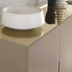 Wohnen Sideboards<Große Kommode in Taupe mit Spiegel in Bronze - Fashiona