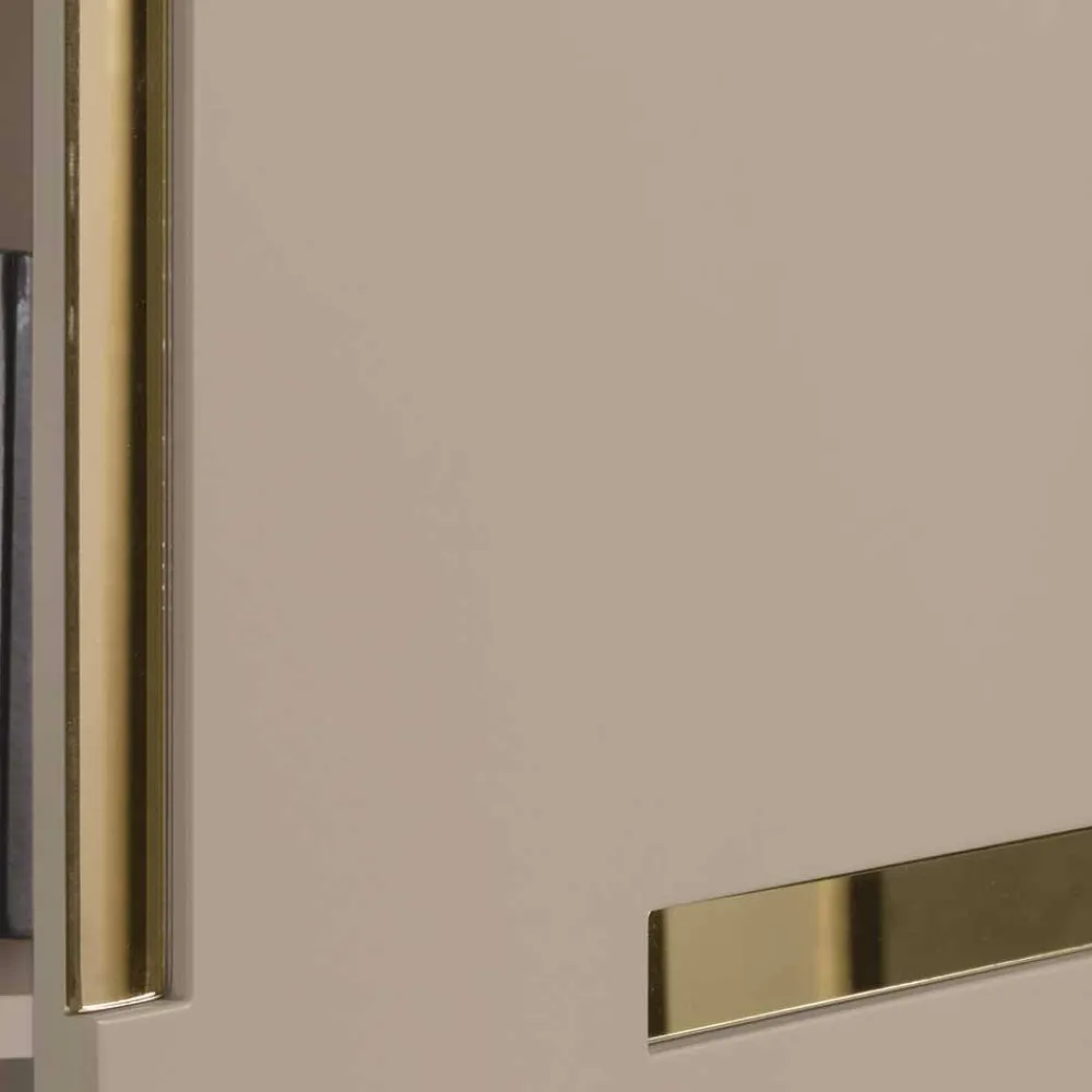 Wohnen Sideboards<Große Kommode in Taupe mit Spiegel in Bronze - Fashiona
