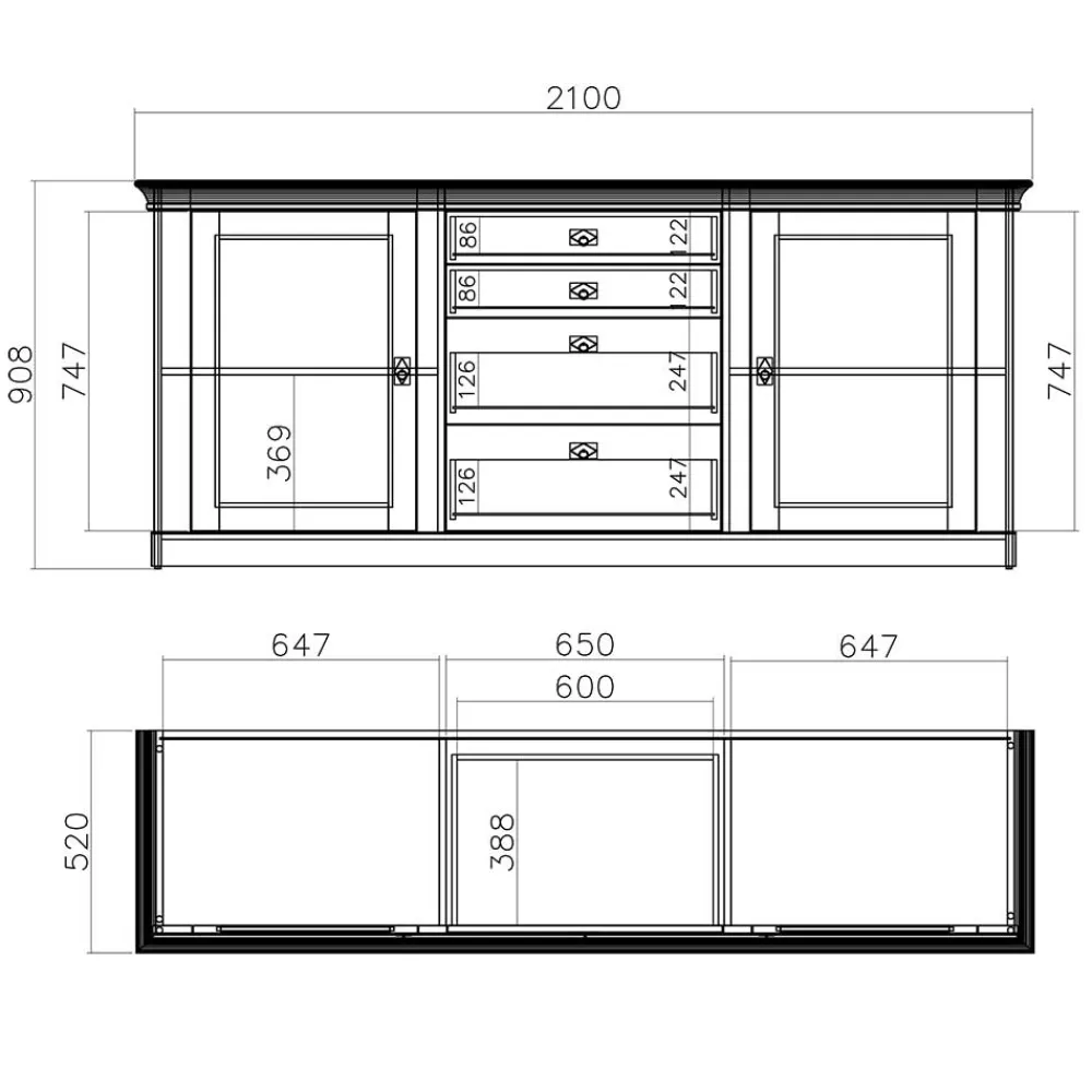 Wohnen Sideboards<Große Landhaus Anrichte zweifarbig - Diatara