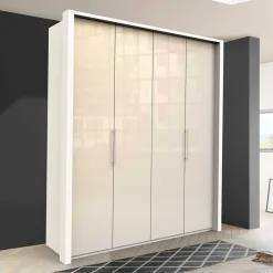 Wohnen Kleiderschränke<Großer Gleittüren Kleiderschrank in Creme Glasbeschichtung - Zidarie