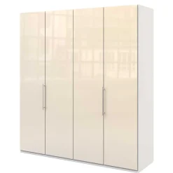 Wohnen Kleiderschränke<Großer Gleittüren Kleiderschrank in Creme Glasbeschichtung - Zidarie