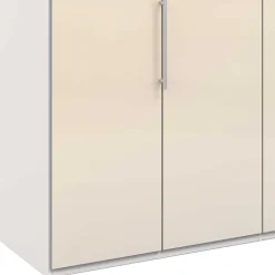 Wohnen Kleiderschränke<Großer Gleittüren Kleiderschrank in Creme Glasbeschichtung - Zidarie