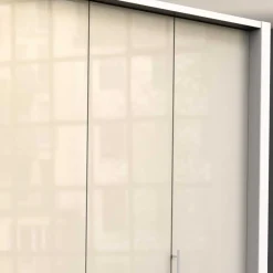 Wohnen Kleiderschränke<Großer Gleittüren Kleiderschrank in Creme Glasbeschichtung - Zidarie