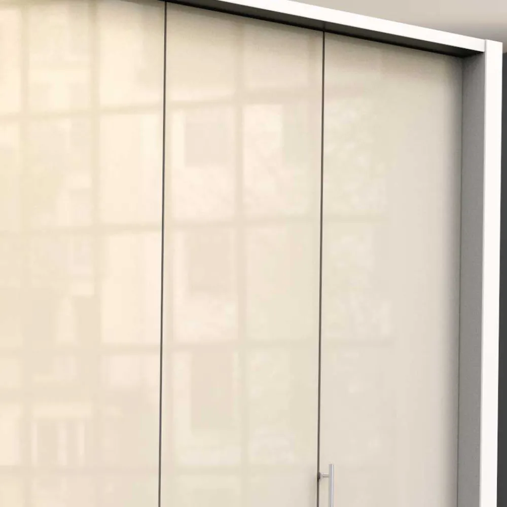 Wohnen Kleiderschränke<Großer Gleittüren Kleiderschrank in Creme Glasbeschichtung - Zidarie