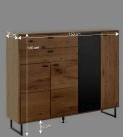 Wohnen Sideboards|Highboards<Großes Highboard mit Metall Bügelgestell - Flacona