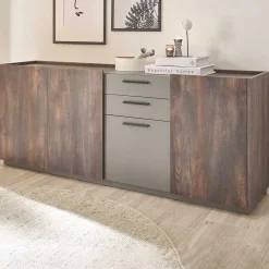 Wohnen Sideboards<Großes Sideboard in Eiche Dunkel und Anthrazit - Mundo