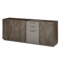 Wohnen Sideboards<Großes Sideboard in Eiche Dunkel und Anthrazit - Mundo