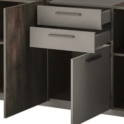 Wohnen Sideboards<Großes Sideboard in Eiche Dunkel und Anthrazit - Mundo