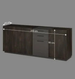 Wohnen Sideboards<Großes Sideboard in Eiche Dunkel und Anthrazit - Mundo