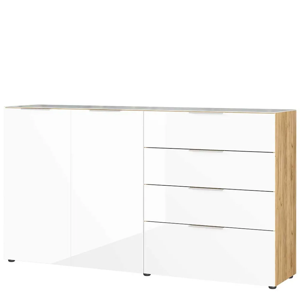 Wohnen Sideboards<Großes Sideboard in Wildeiche & Weiß - Riodna