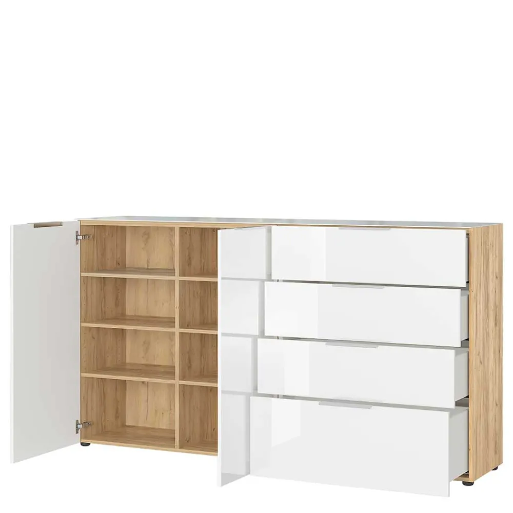 Wohnen Sideboards<Großes Sideboard in Wildeiche & Weiß - Riodna