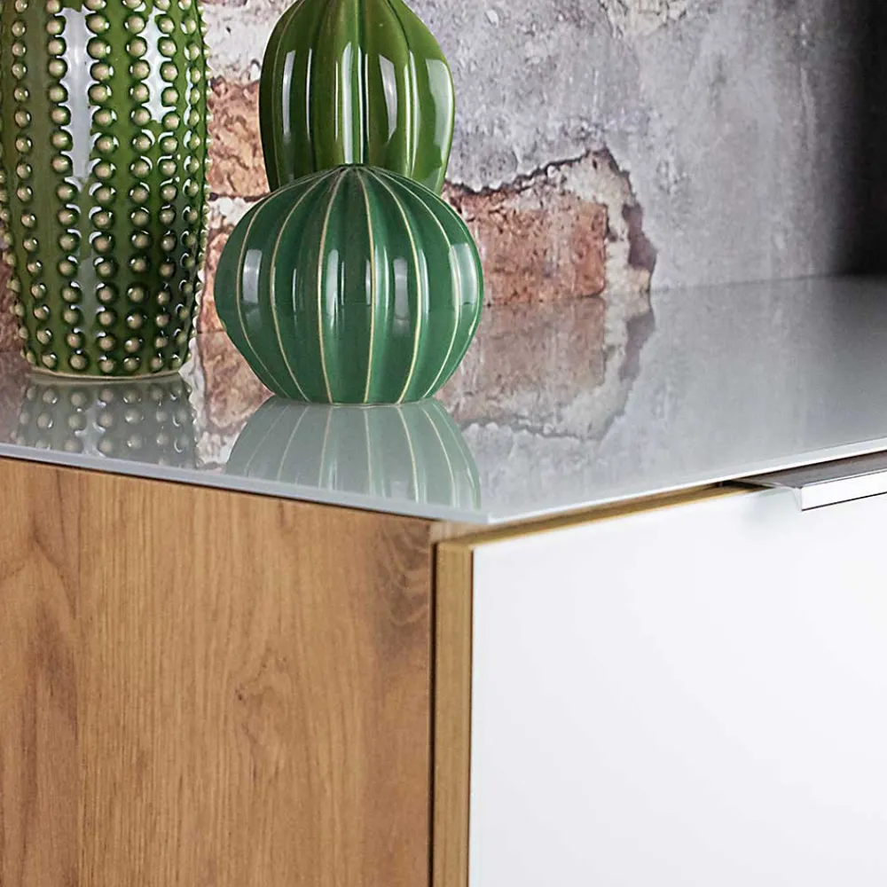 Wohnen Sideboards<Großes Sideboard in Wildeiche & Weiß - Riodna