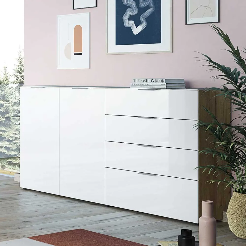 Wohnen Sideboards<Großes Sideboard in Wildeiche & Weiß - Riodna