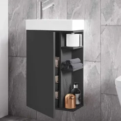 Wohnen Schränke<Gäste WC Waschtisch in Anthrazit mit Weiß - Fabio