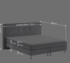 Wohnen Betten<H3 Boxspringbett in Hellgrau Stoff & Chrom - Tuwedia